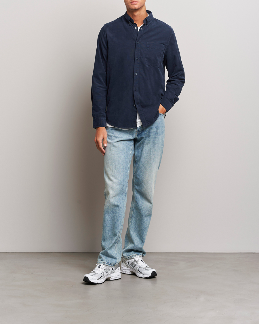 Men | Shirts | NN07 | Arne Baby Cord Shirt Navy Blue