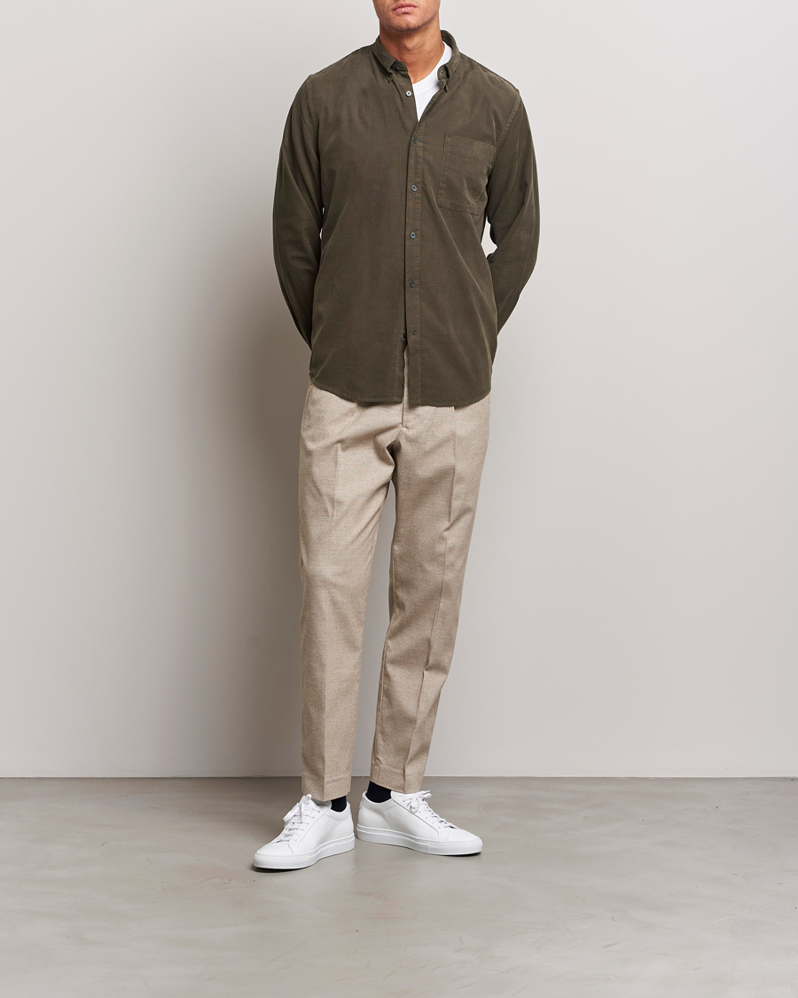 Men | Shirts | NN07 | Arne Baby Cord Shirt Dark Army