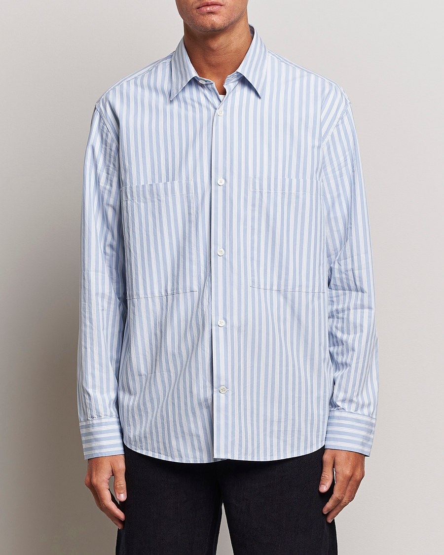 Men | Shirts | NN07 | Freddie Poplin Striped Shirt Blue/White