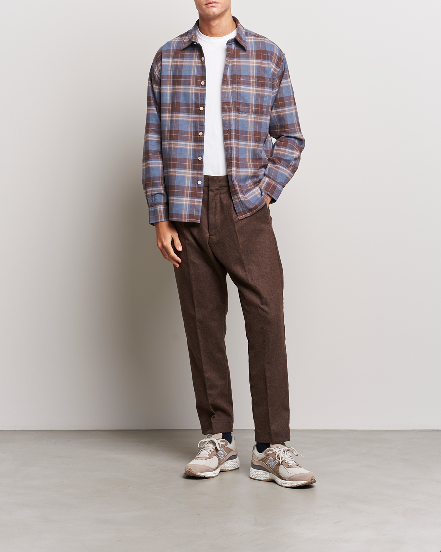 Men | Trousers | NN07 | Bill Brushed Flannel Pleated Trousers Demitasse Brown