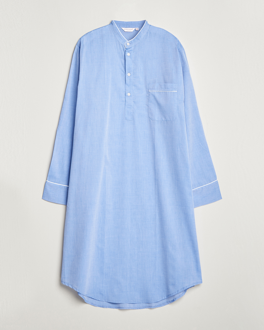 Men | Derek Rose Cotton Pullover Nightshirt Light Blue | Derek Rose | Cotton Pullover Nightshirt Light Blue