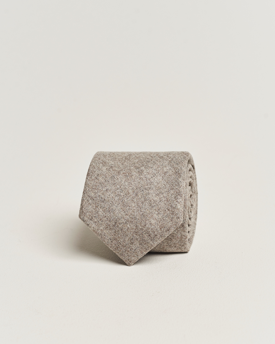 Men | Ties | Amanda Christensen | Wool Flannel 8cm Tie Beige