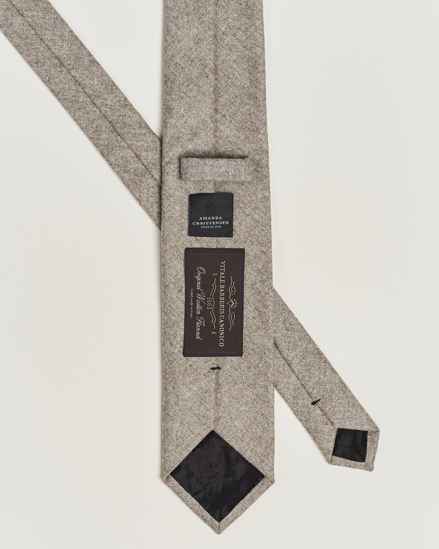 Men | Ties | Amanda Christensen | Wool Flannel 8cm Tie Beige