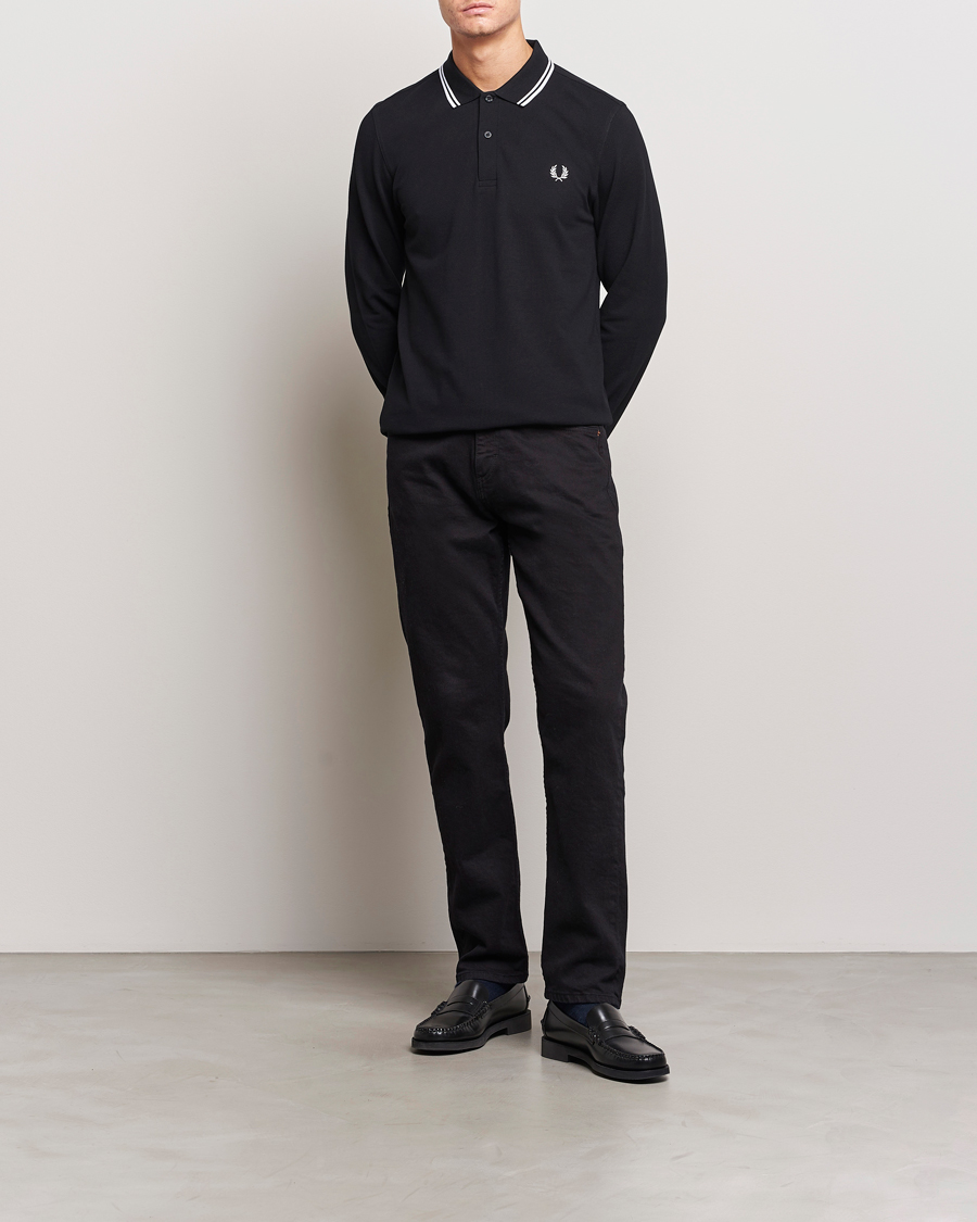 Men | Polo Shirts | Fred Perry | Long Sleeve Twin Tipped Shirt Black