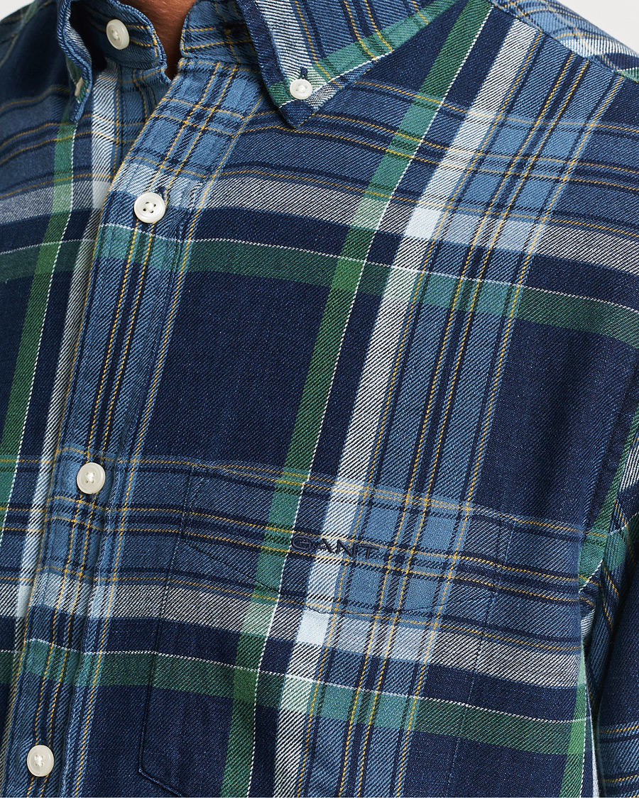 Men | Shirts | GANT | Regular Fit Twill Checked Shirt Dark Indigo