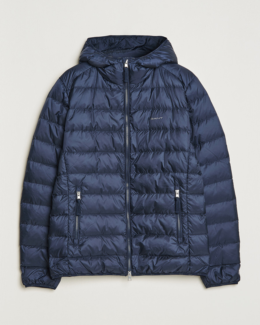 Men | Coats & Jackets | GANT | Light Down Hooded Jacket Evening Blue