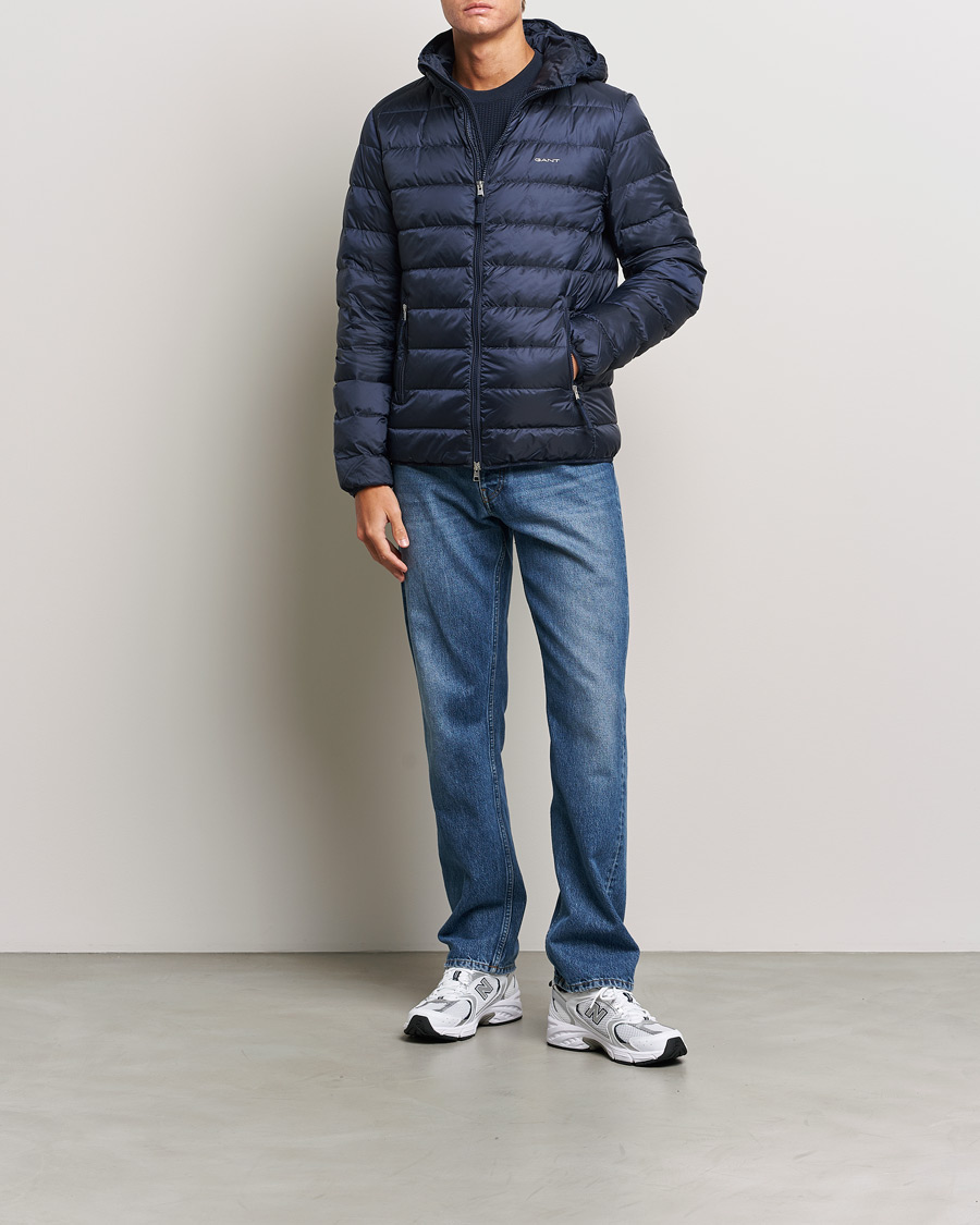 Men | Coats & Jackets | GANT | Light Down Hooded Jacket Evening Blue