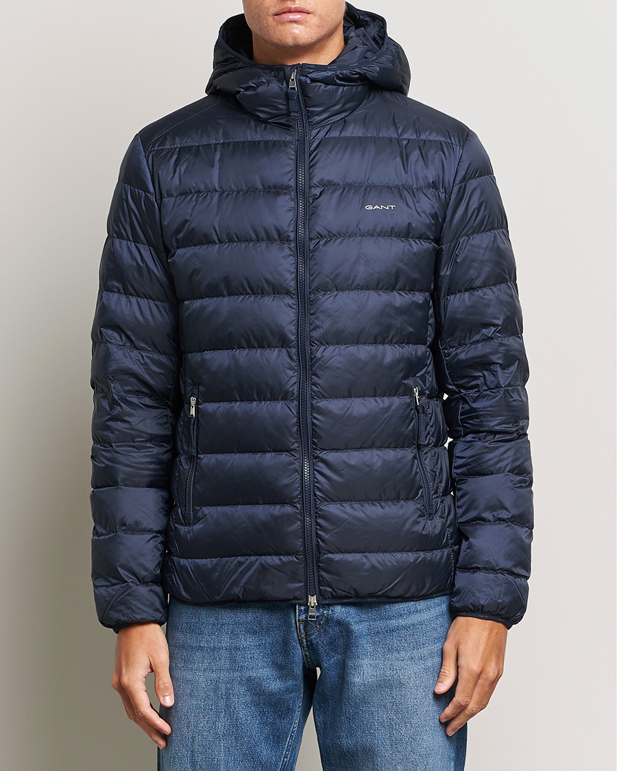 Men | Coats & Jackets | GANT | Light Down Hooded Jacket Evening Blue