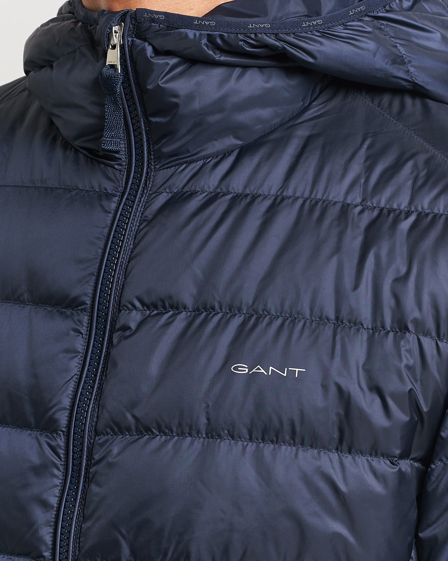 Men | Coats & Jackets | GANT | Light Down Hooded Jacket Evening Blue