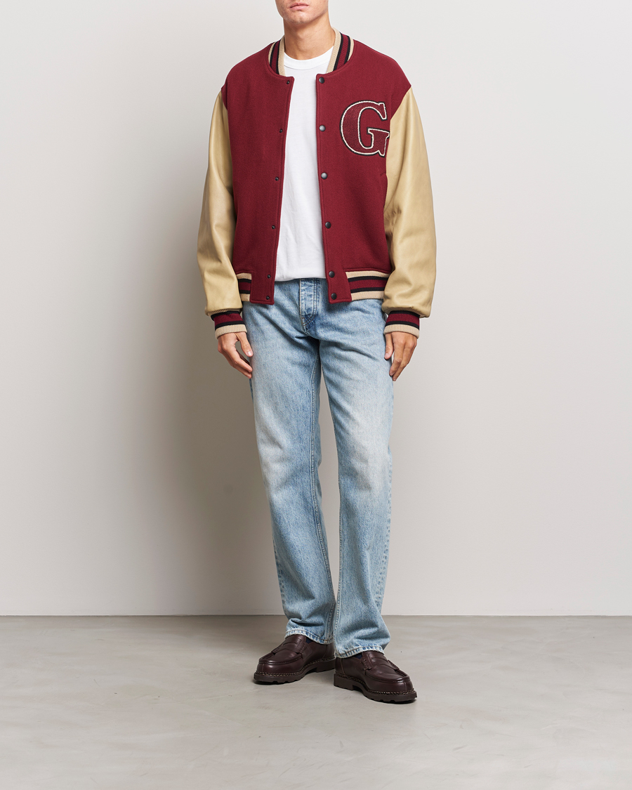 Men | Coats & Jackets | GANT | Padded Varsity Jacket Red/Beige