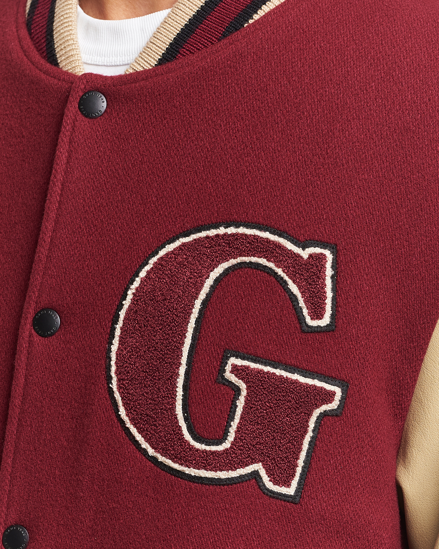 Men | Coats & Jackets | GANT | Padded Varsity Jacket Red/Beige