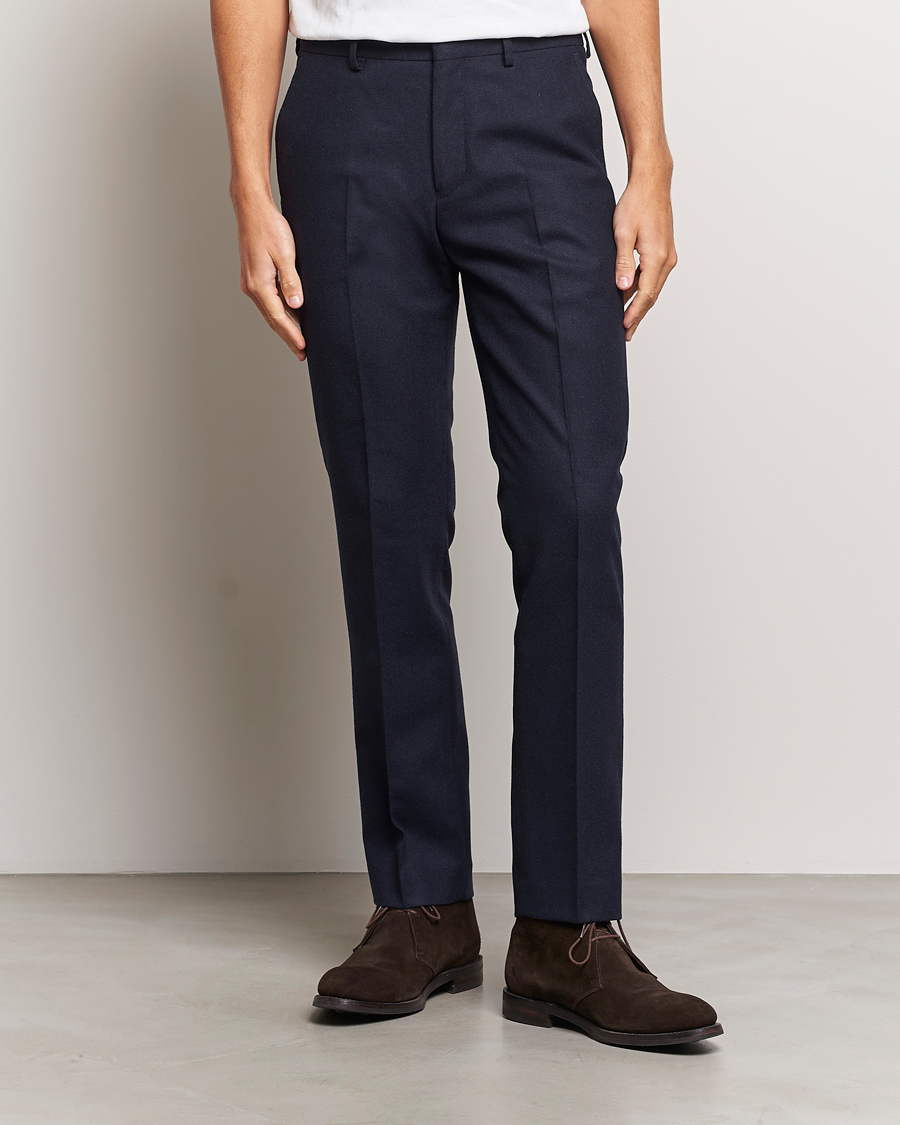 Men | Trousers | Gant | Slim Flannel Pants Evening Blue