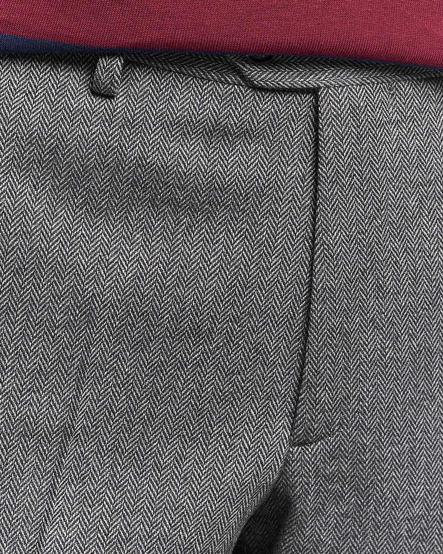 Men | Trousers | Gant | Tapered Herringbone Wool Pants Black
