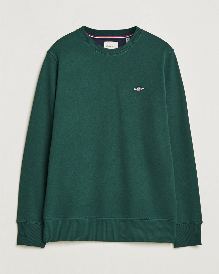 Men | Sweaters & Knitwear | GANT | Original Crew Neck Sweatshirt Tartan Green