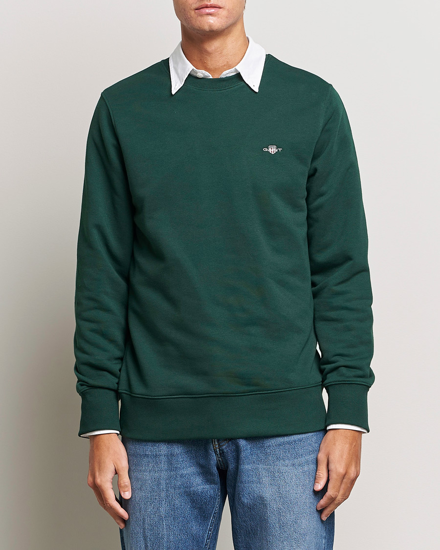 Men | Sweaters & Knitwear | GANT | Original Crew Neck Sweatshirt Tartan Green