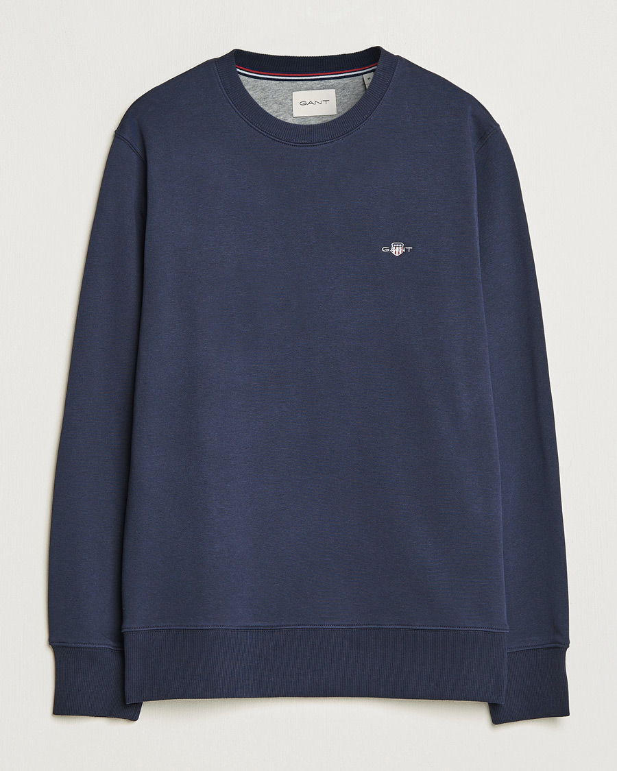 Men | Sweaters & Knitwear | GANT | Original Crew Neck Sweatshirt Evening Blue
