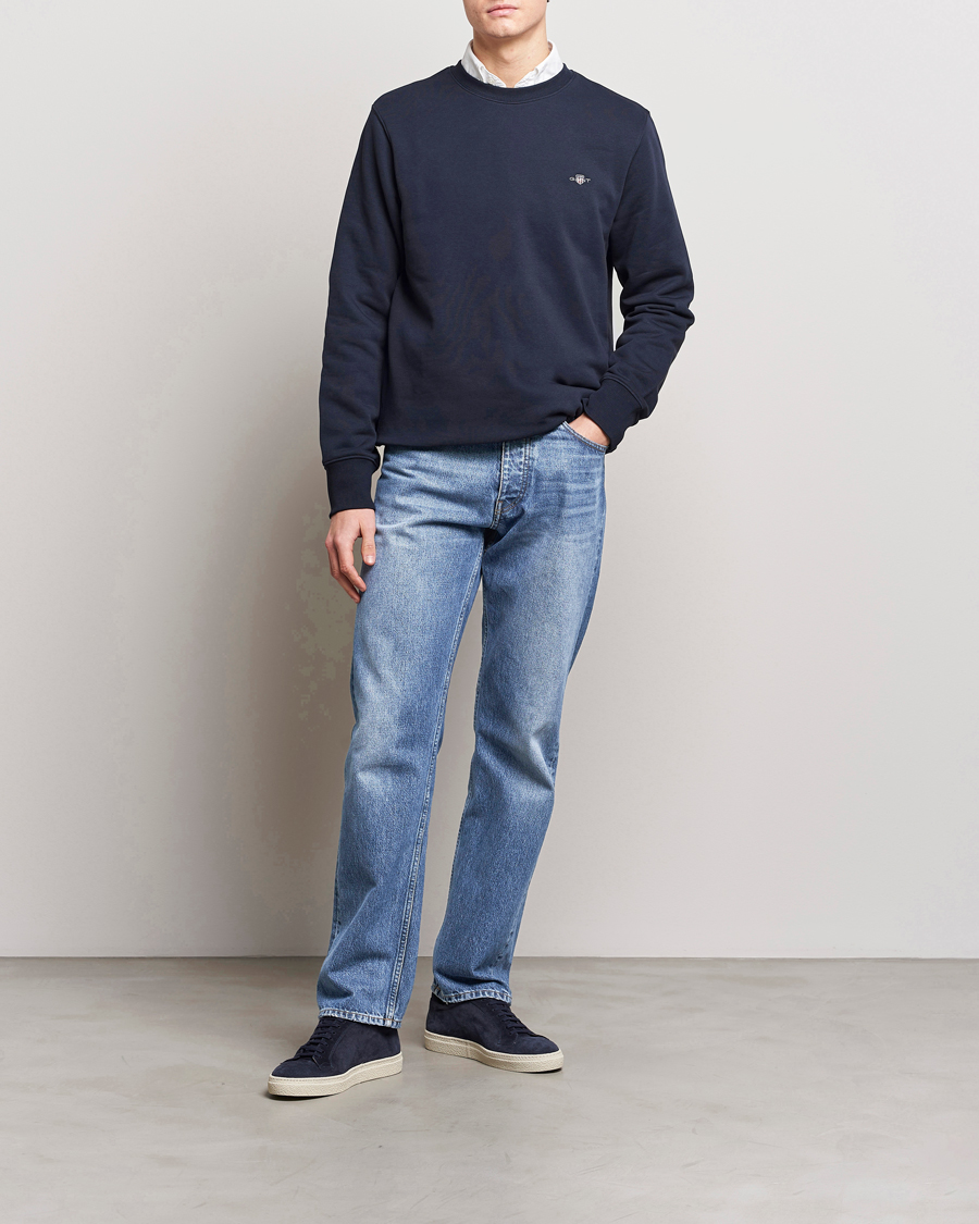 Men | Sweaters & Knitwear | GANT | Original Crew Neck Sweatshirt Evening Blue