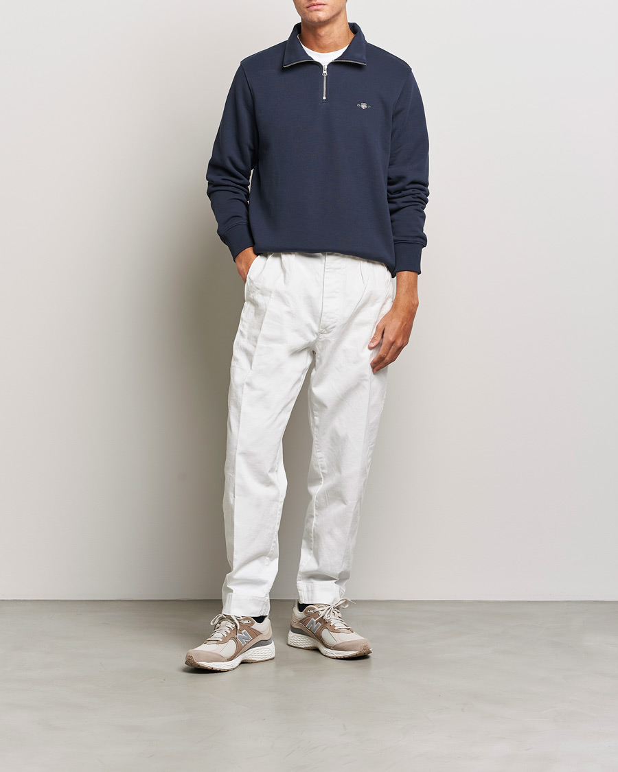 Men | Sweaters & Knitwear | GANT | Original Shield Half Zip Sweater Evening Blue
