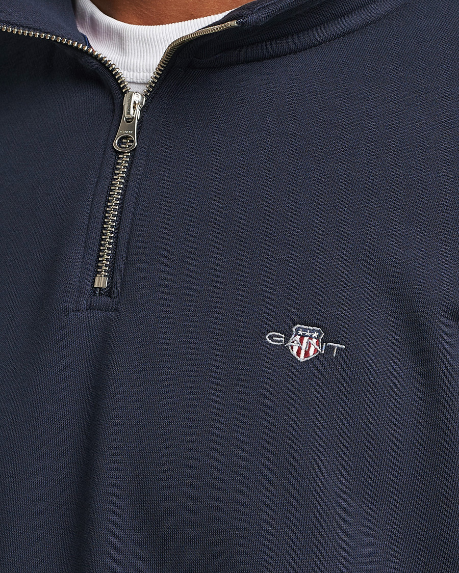 Men | Sweaters & Knitwear | GANT | Original Shield Half Zip Sweater Evening Blue