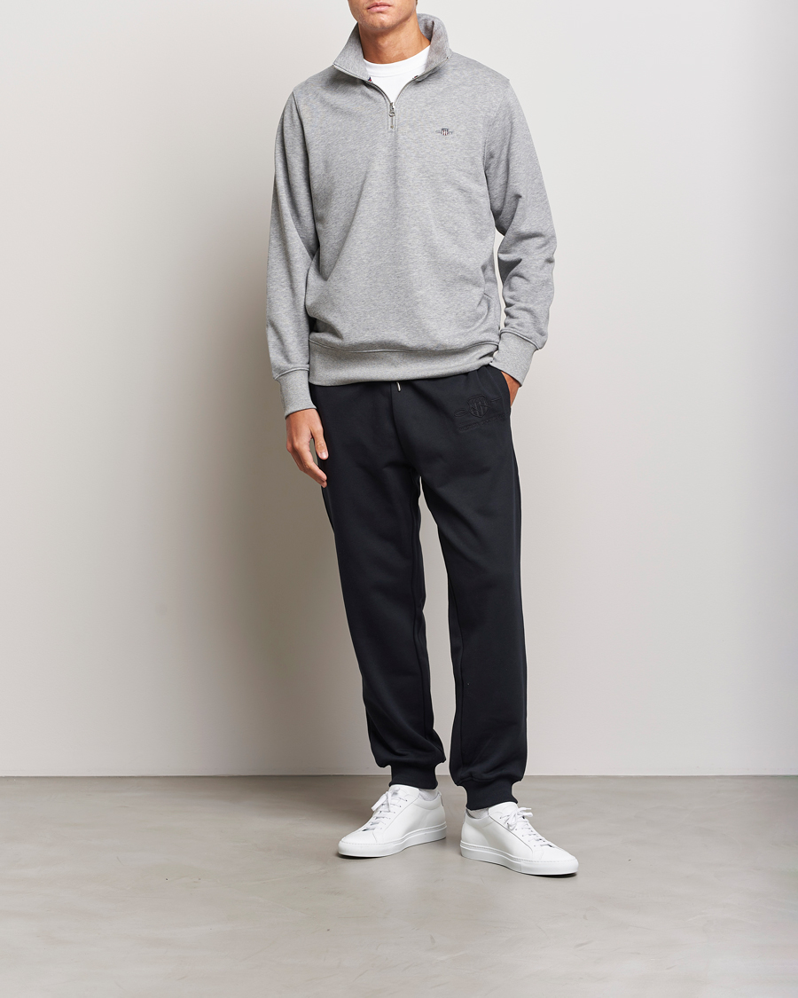 Men | Sweaters & Knitwear | GANT | Original Shield Half Zip Sweater Grey Melange