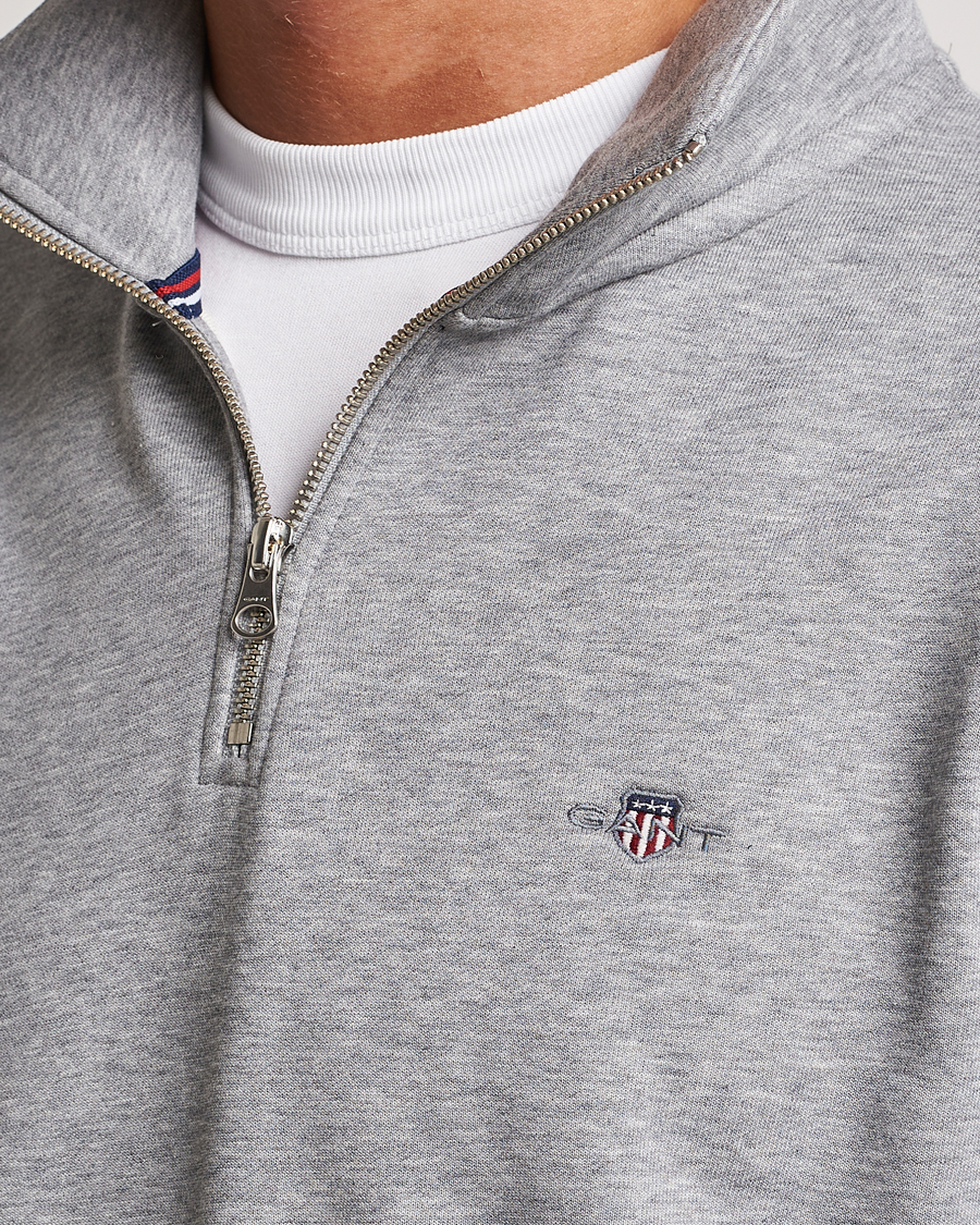 Men | Sweaters & Knitwear | GANT | Original Shield Half Zip Sweater Grey Melange