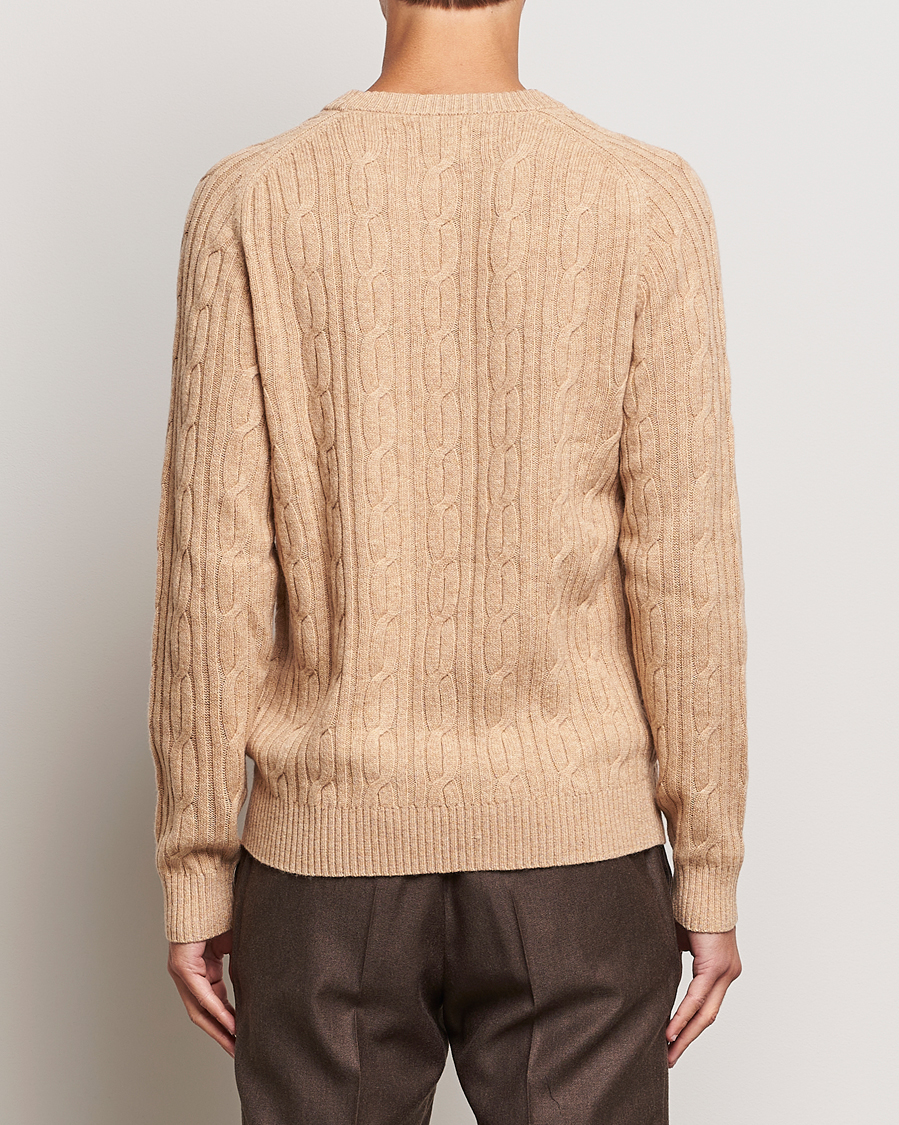 Men | Sweaters & Knitwear | GANT | Lambswool Cable Crew Neck Pullover Khaki Melange