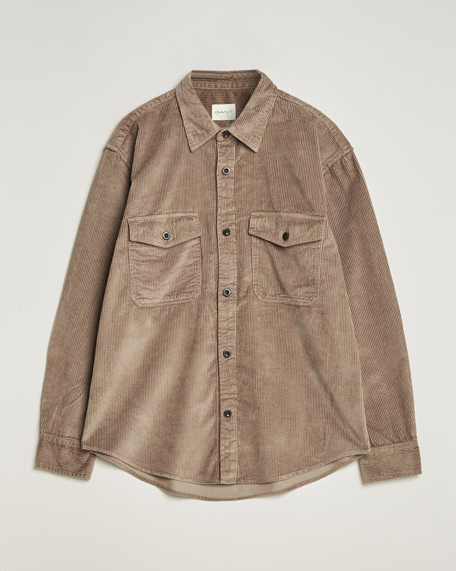 Men | Shirts | GANT | Relaxed Fit Corduroy Overshirt Desert Brown