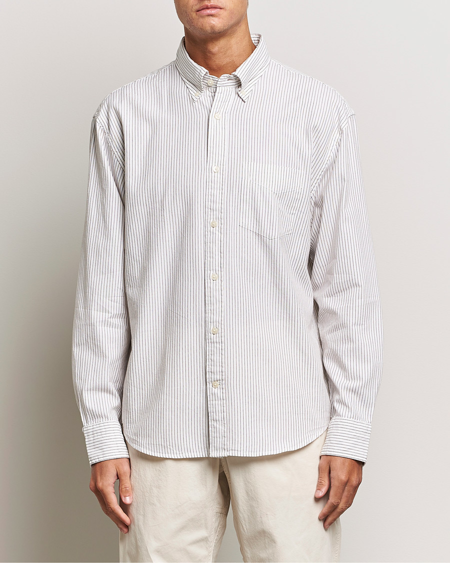 Men | Shirts | GANT | Regular Fit Archive Oxford Striped Shirt Eggshell