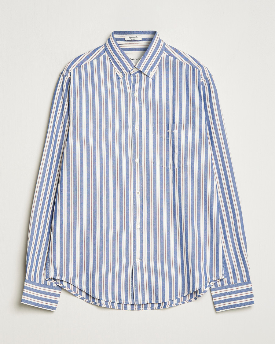 Men | Shirts | GANT | Regular Fit Archive Oxford Striped Shirt College Blue