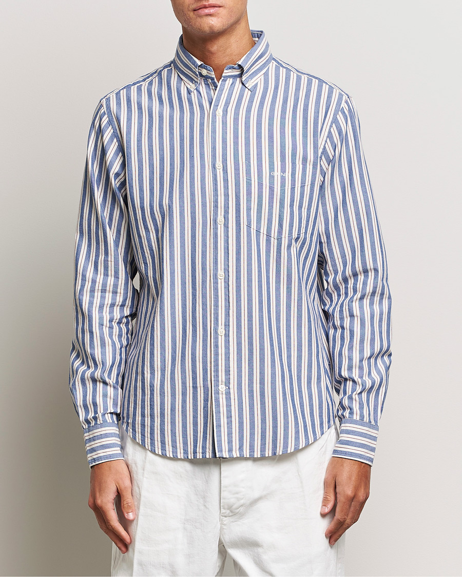 Men | Shirts | GANT | Regular Fit Archive Oxford Striped Shirt College Blue