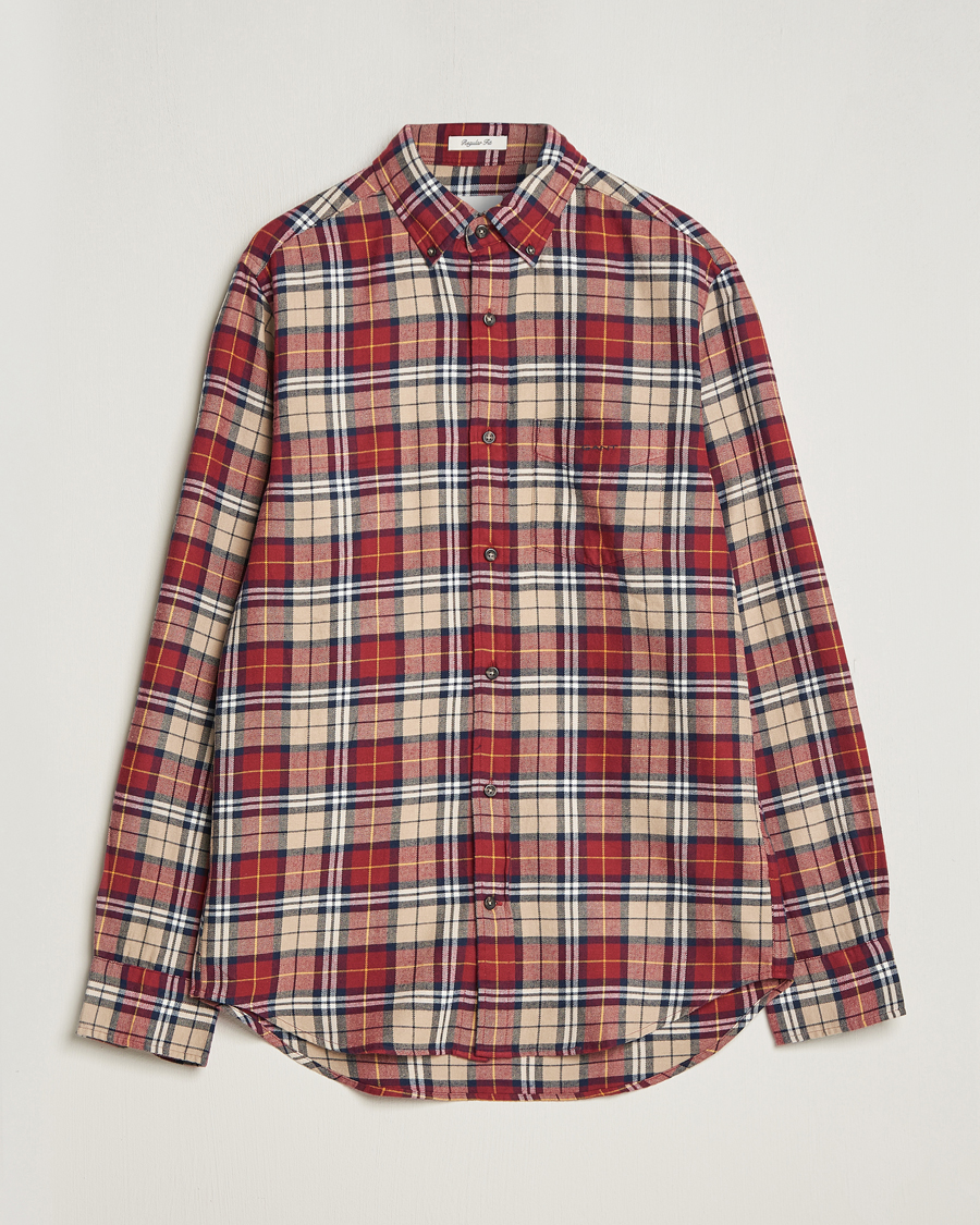Men | Shirts | GANT | Regular Fit Flannel Checked Shirt Plumped Red