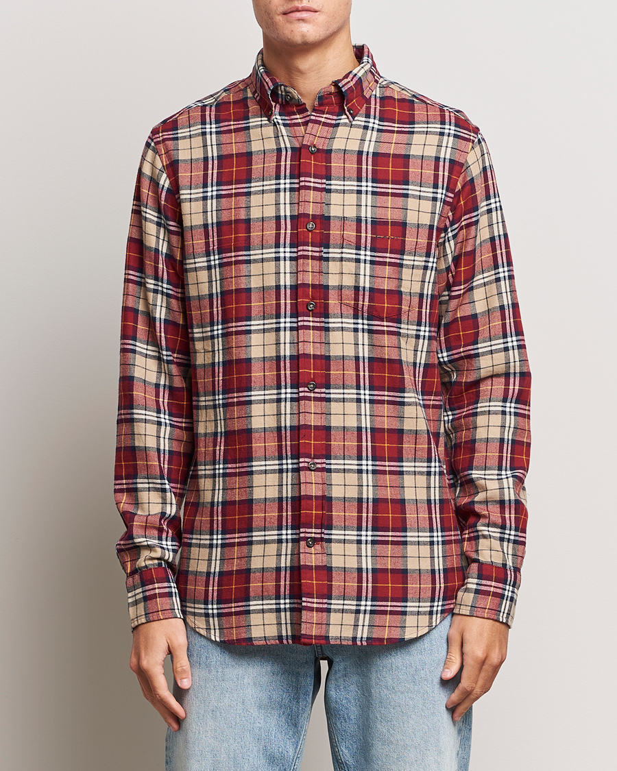 Men | Shirts | GANT | Regular Fit Flannel Checked Shirt Plumped Red