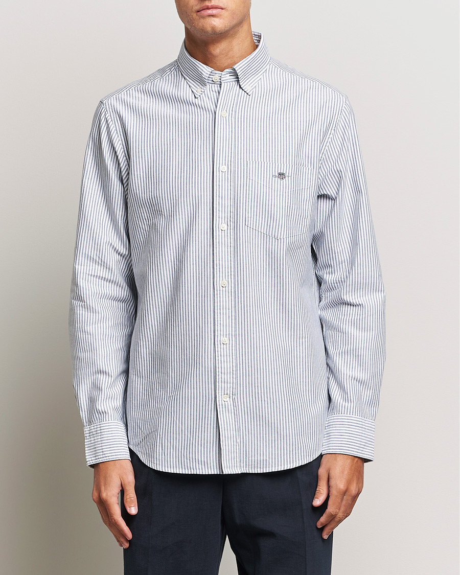 Men | Shirts | GANT | Regular Fit Striped Oxford Shirt Persien Blue