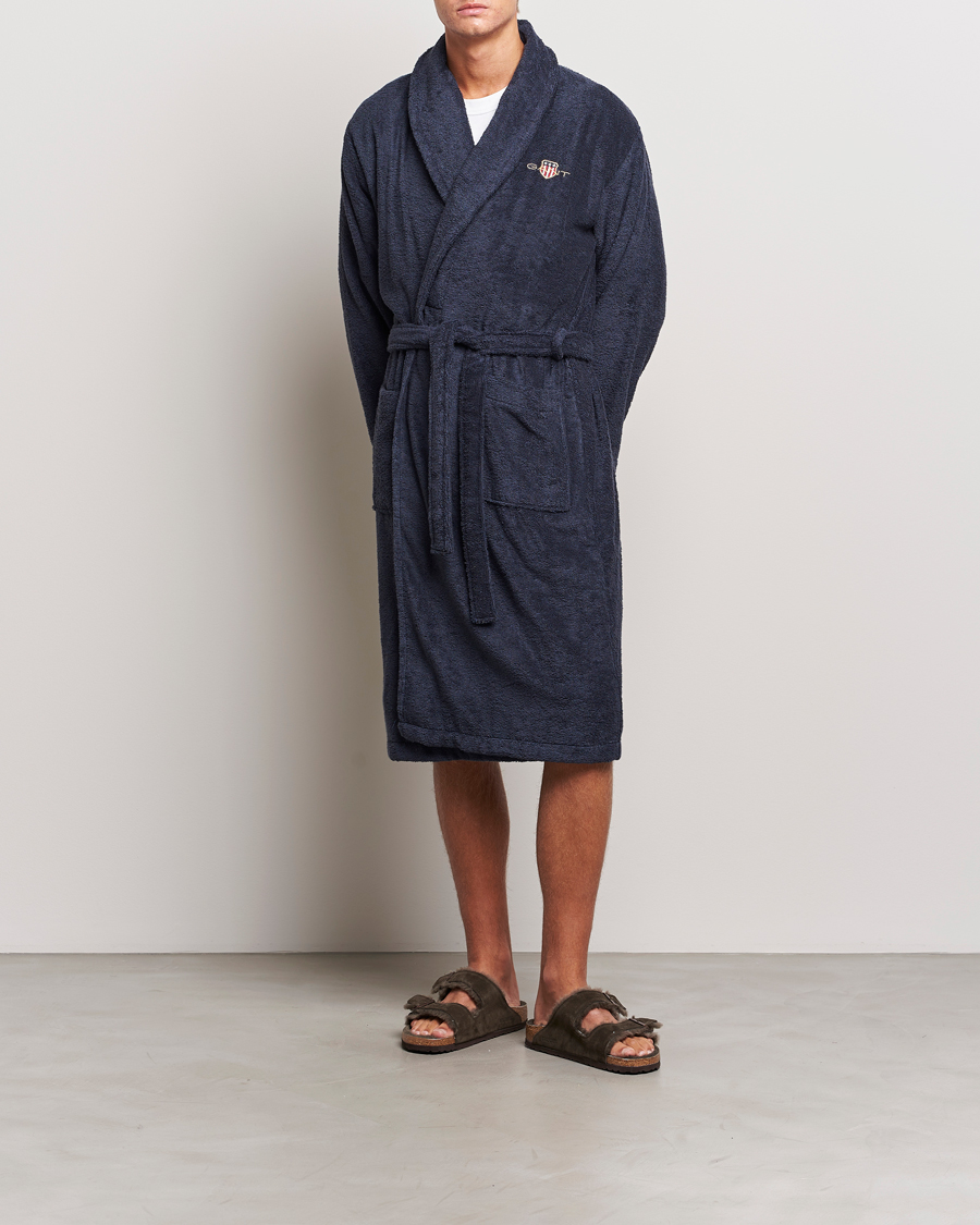 Men | GANT Archive Shield Terry Robe Evening Blue | Gant | Archive Shield Terry Robe Evening Blue