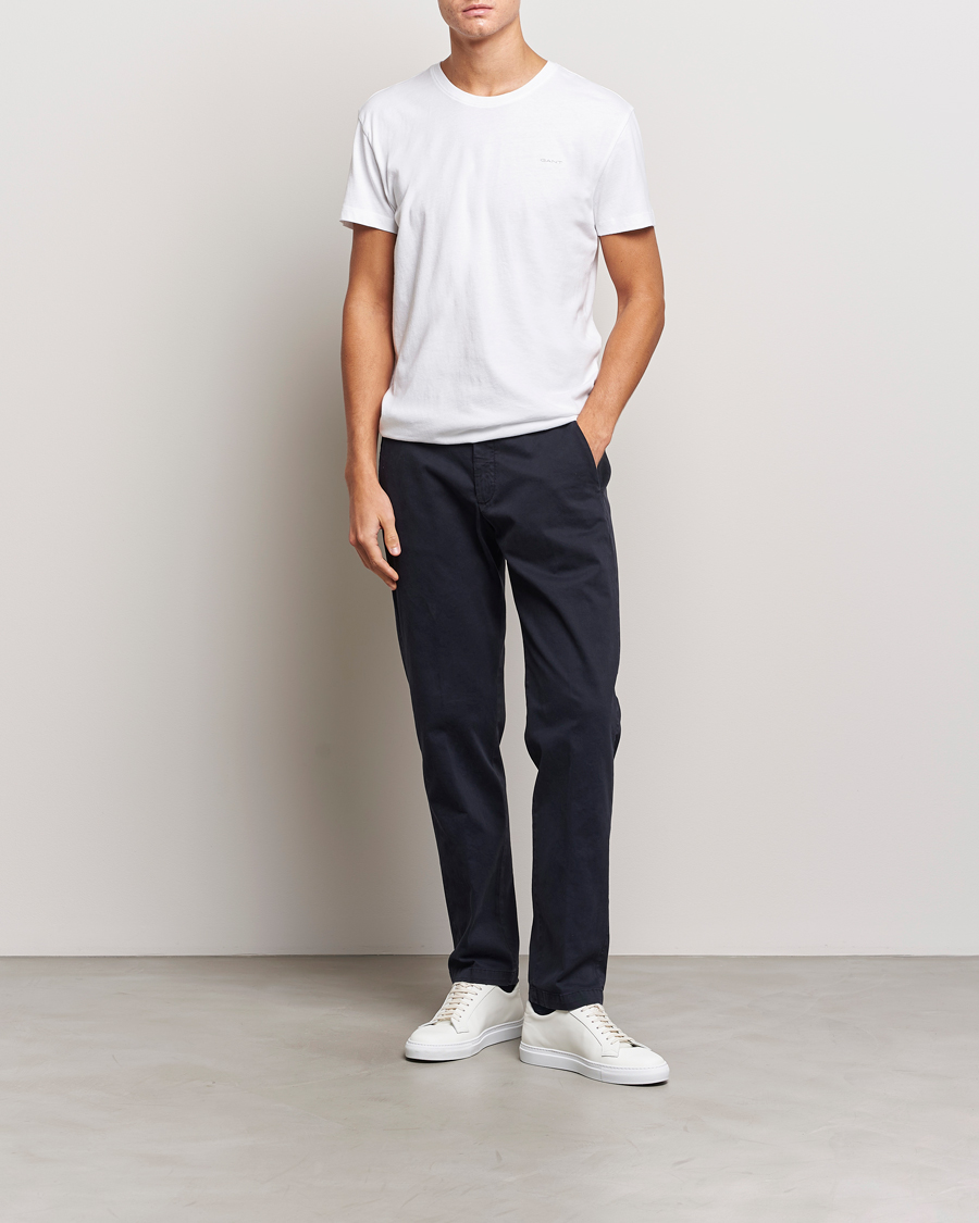 Men | T-Shirts | GANT | 2-Pack Crew Neck T-Shirt Navy/White