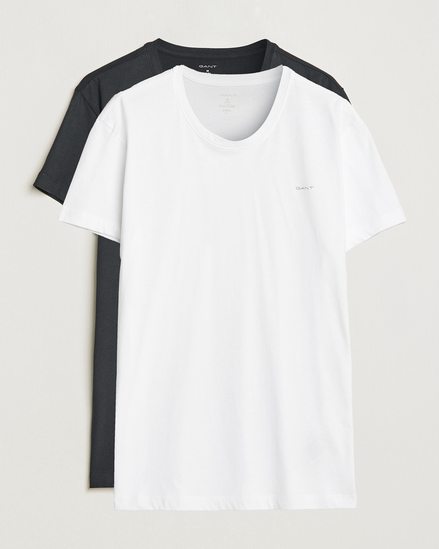 Men | T-Shirts | GANT | 2-Pack Crew Neck T-Shirt Black/White