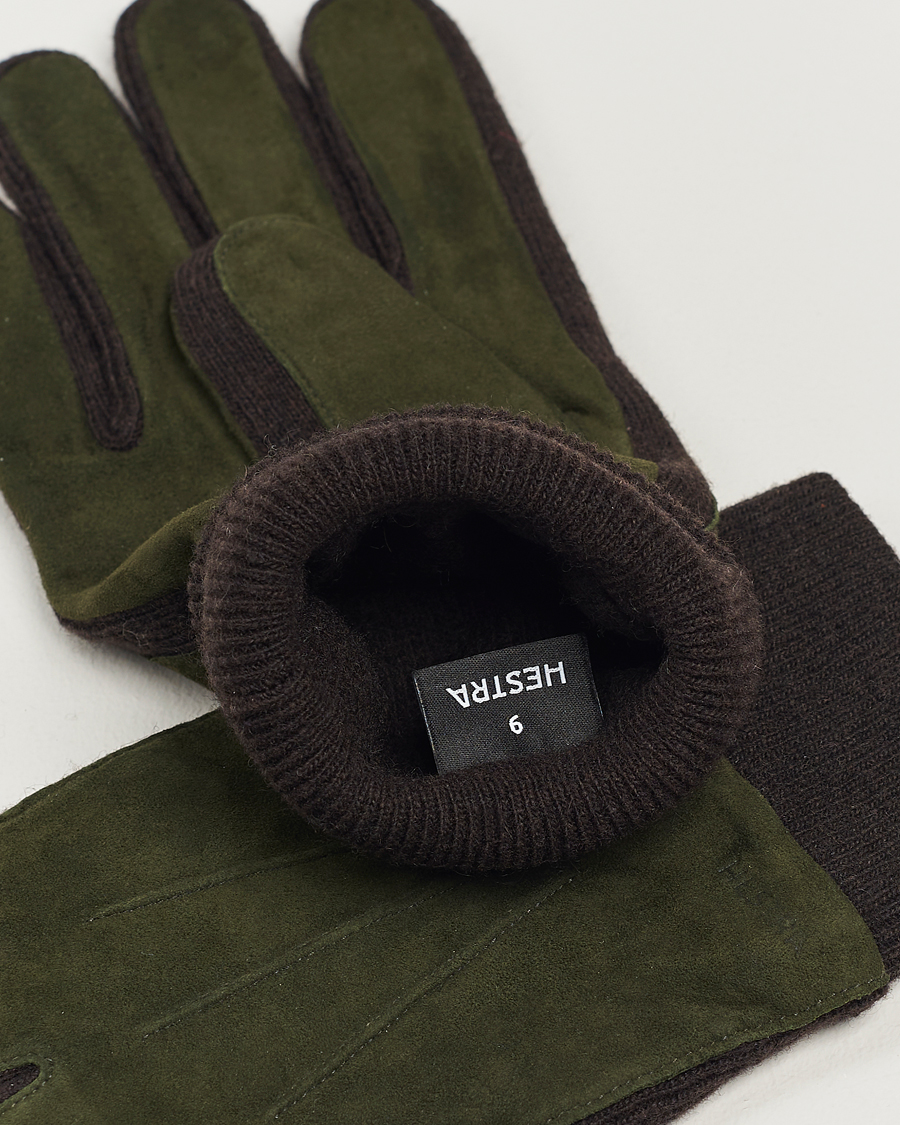 Men | Hestra Geoffery Suede Wool Tricot Glove Dark Olive | Hestra | Geoffery Suede Wool Tricot Glove Dark Olive