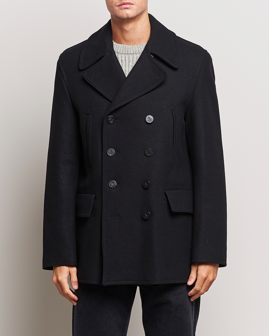 Men | Coats & Jackets | Gloverall | Churchill Reefer Peacoat Black