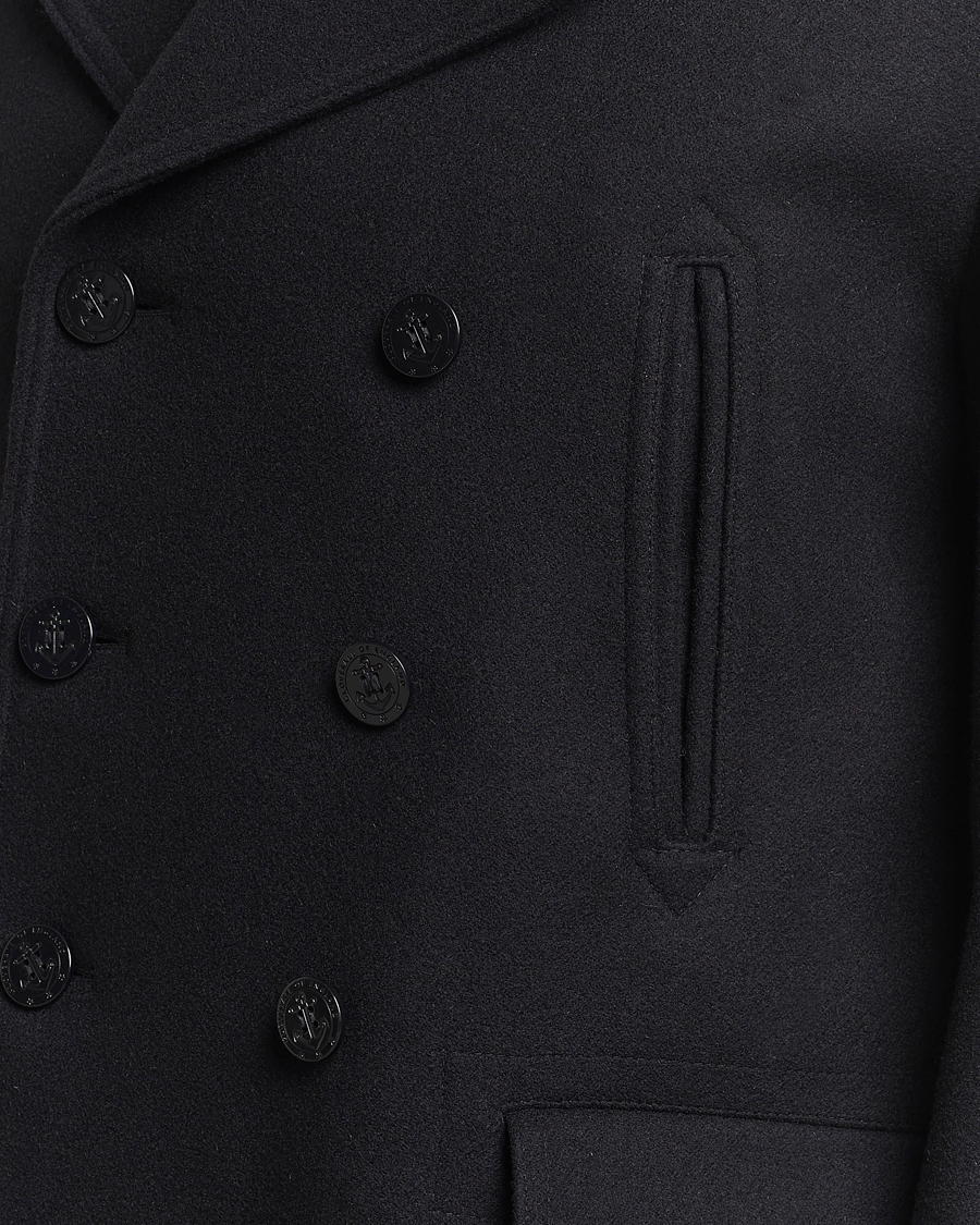 Men | Coats & Jackets | Gloverall | Churchill Reefer Peacoat Black