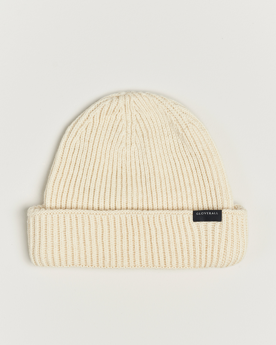 Men | Gloverall Fisherman Lambswool Beanie Ecru | Gloverall | Fisherman Lambswool Beanie Ecru