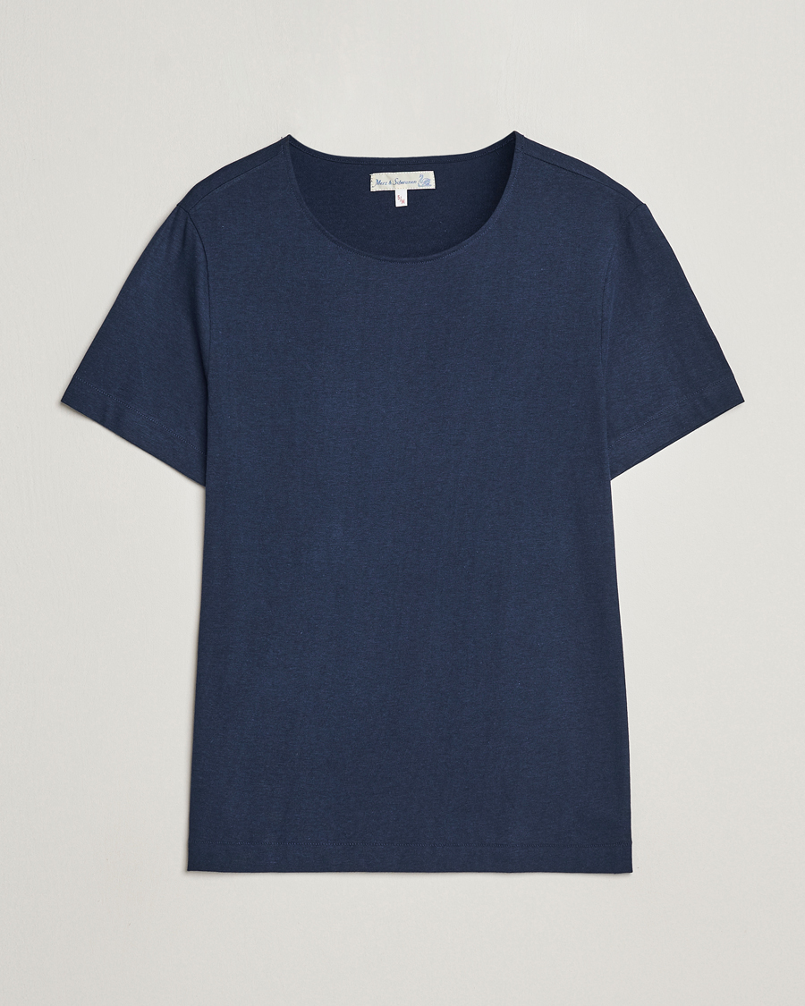 Men | T-Shirts | Merz b. Schwanen | 1920s Loopwheeled T-shirt Ink Blue