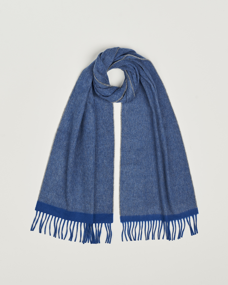 Men | Begg & Co Solid Board Wool/Cashmere Scarf Blue Grey | Begg & Co | Solid Board Wool/Cashmere Scarf Blue Grey