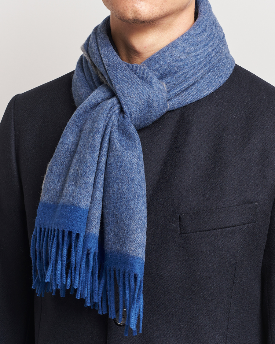 Men | Begg & Co Solid Board Wool/Cashmere Scarf Blue Grey | Begg & Co | Solid Board Wool/Cashmere Scarf Blue Grey