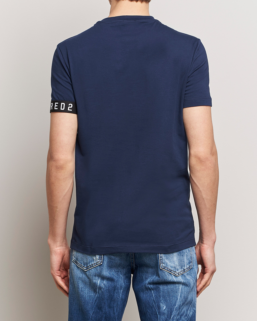 Men | T-Shirts | Dsquared2 | Taped Logo Crew Neck T-Shirt Navy/White