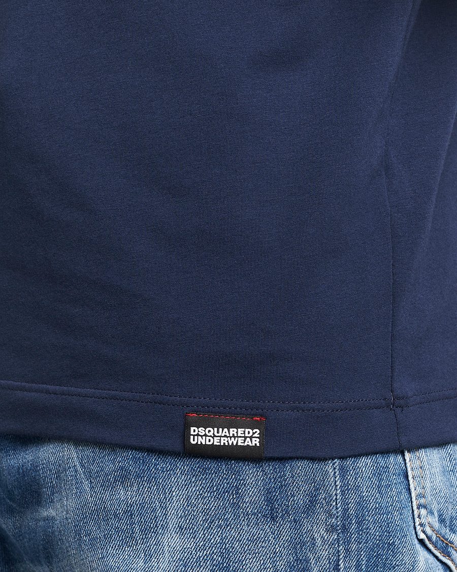Men | T-Shirts | Dsquared2 | Taped Logo Crew Neck T-Shirt Navy/White