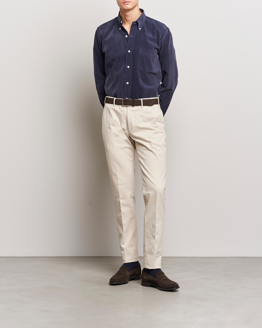 Men | Shirts | Kamakura Shirts | Vintage Ivy Japanese Corduroy Shirt Navy