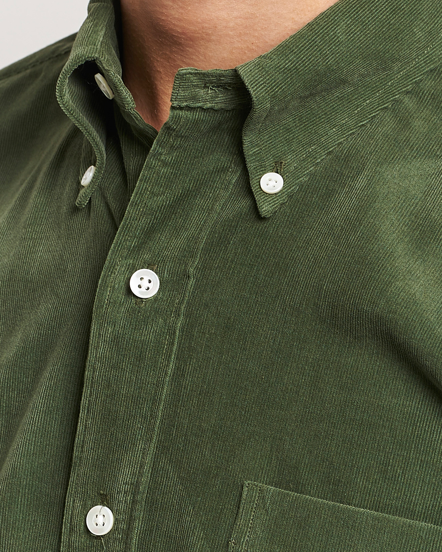 Men | Shirts | Kamakura Shirts | Vintage Ivy Japanese Corduroy Shirt Green