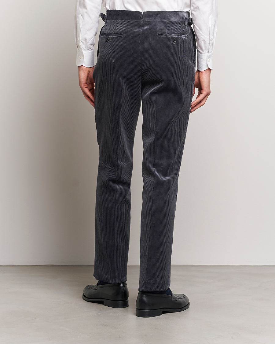 Men | Trousers | Beams F | Corduroy Side Adjuster Trousers Charcoal