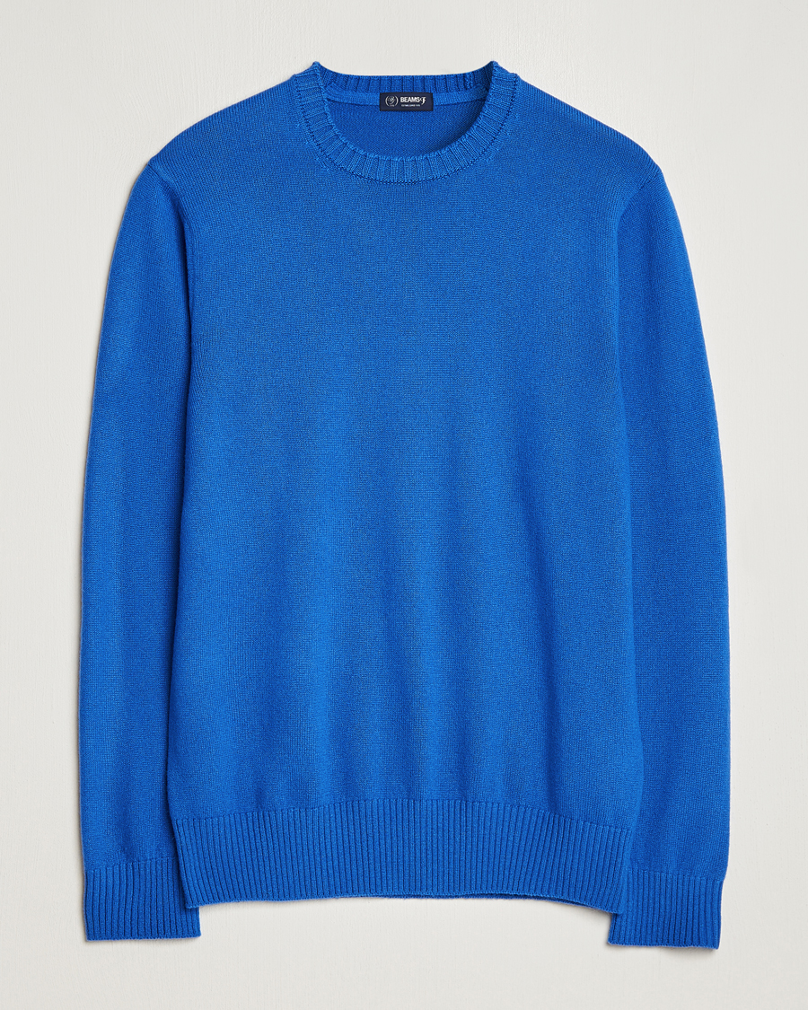 Men | Sweaters & Knitwear | Beams F | Cashmere Crew Neck Jumper Royal Blue