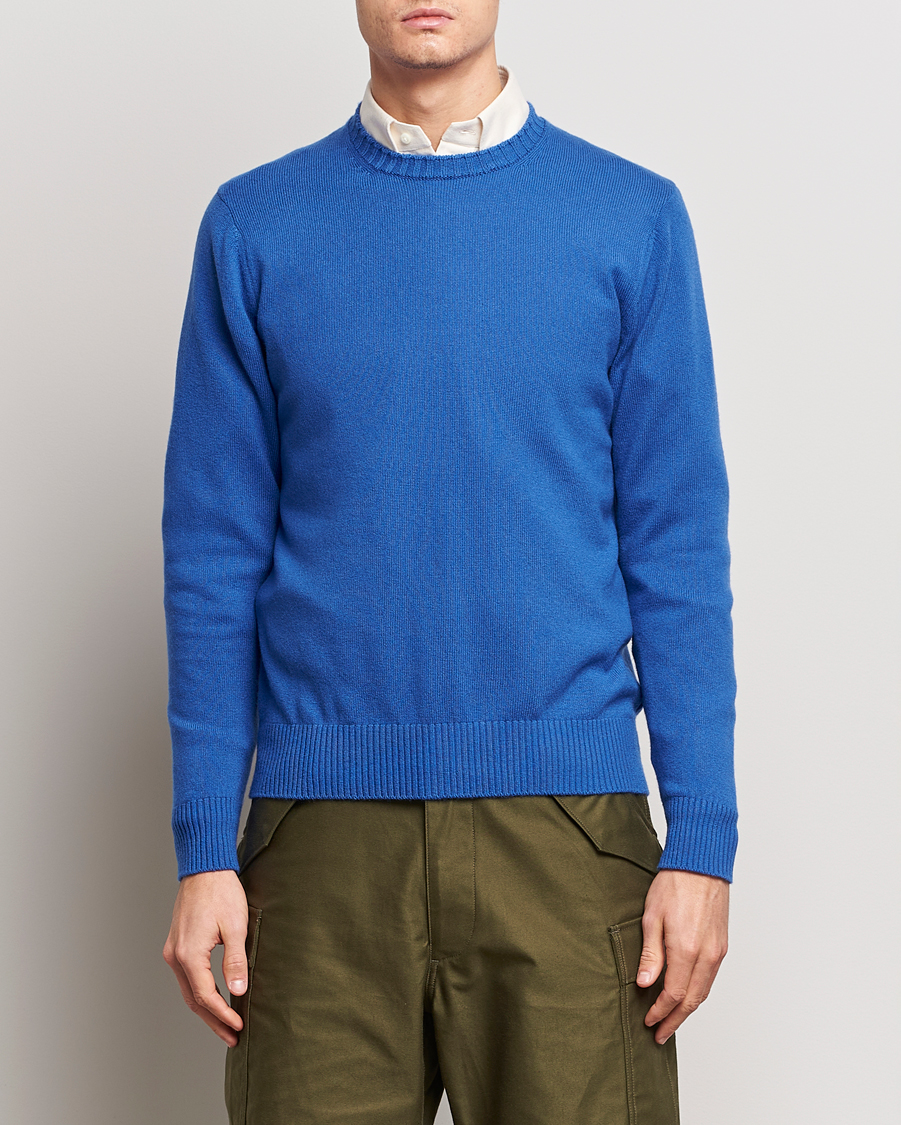 Men | Sweaters & Knitwear | Beams F | Cashmere Crew Neck Jumper Royal Blue
